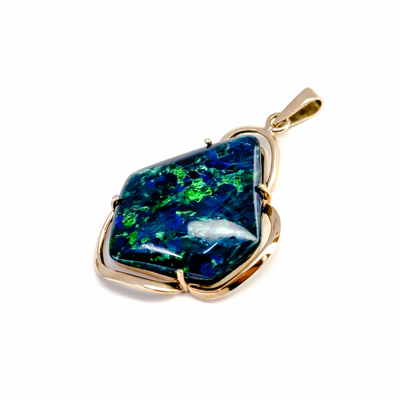 Geometric Blue Opal Triplet Pendant - 14ct Yellow Gold #68092 Geometric Blue Opal Triplet Pendant - 14ct Yellow Gold #68092 - Image 8