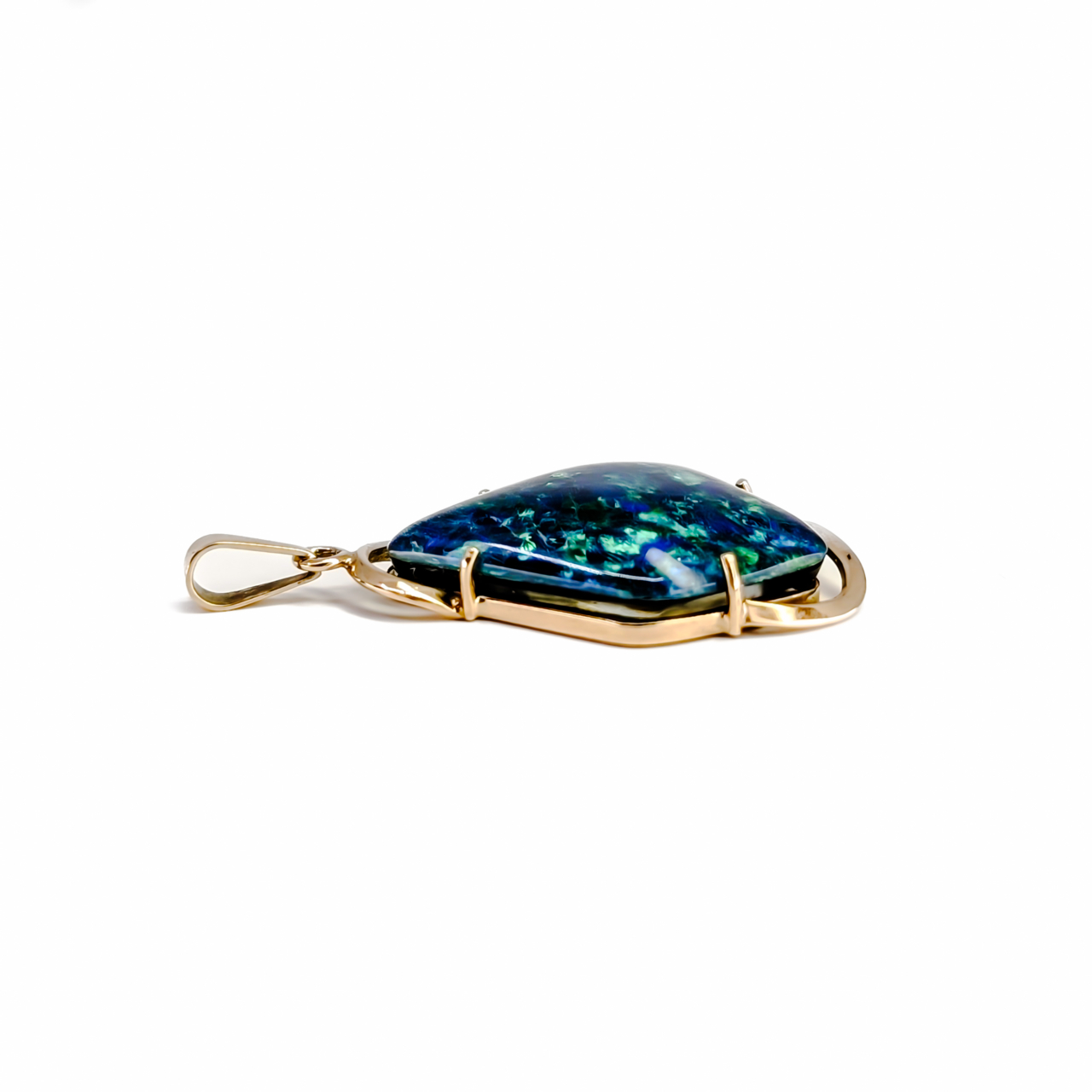 Geometric Blue Opal Triplet Pendant - 14ct Yellow Gold #68092 Geometric Blue Opal Triplet Pendant - 14ct Yellow Gold #68092 - Image 7