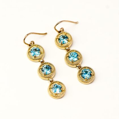 Topaz Drop Earrings - 14ct Yellow Gold - 41mm #65362