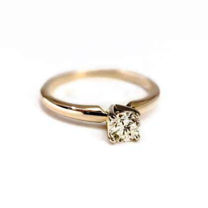 Round Diamond Solitaire Engagement Ring – 14ct Two Tone Gold - Val $3,150 – Size L #67456
