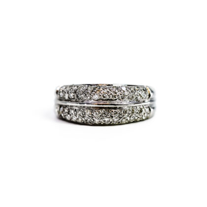 Monty's 18ct White Gold Double-Row Pavé Diamond Ring | 0.38ct TDW | Size L | 5g #67932