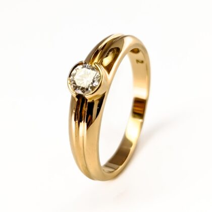 How To Choose An Engagement Ring Natural 0.20ct Round Diamond Ring - 18ct Yellow Gold - Size L1/2 #67933