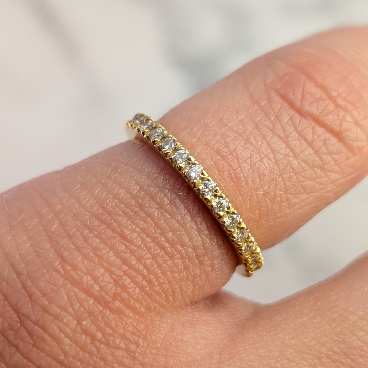 18ct Yellow Gold Diamond Eternity Ring - Size I½ - 2mm Band#67754 18ct Yellow Gold Diamond Eternity Ring - Size I½ - 2mm Band#67754 - Image 2
