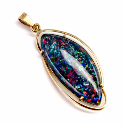 18ct Yellow Gold Blue Opal Triplet Pendant #68123