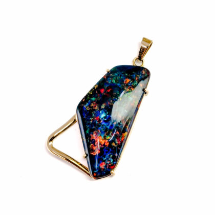 18ct Yellow Gold Opal Triplet Pendant - Unique Abstract Design #68111