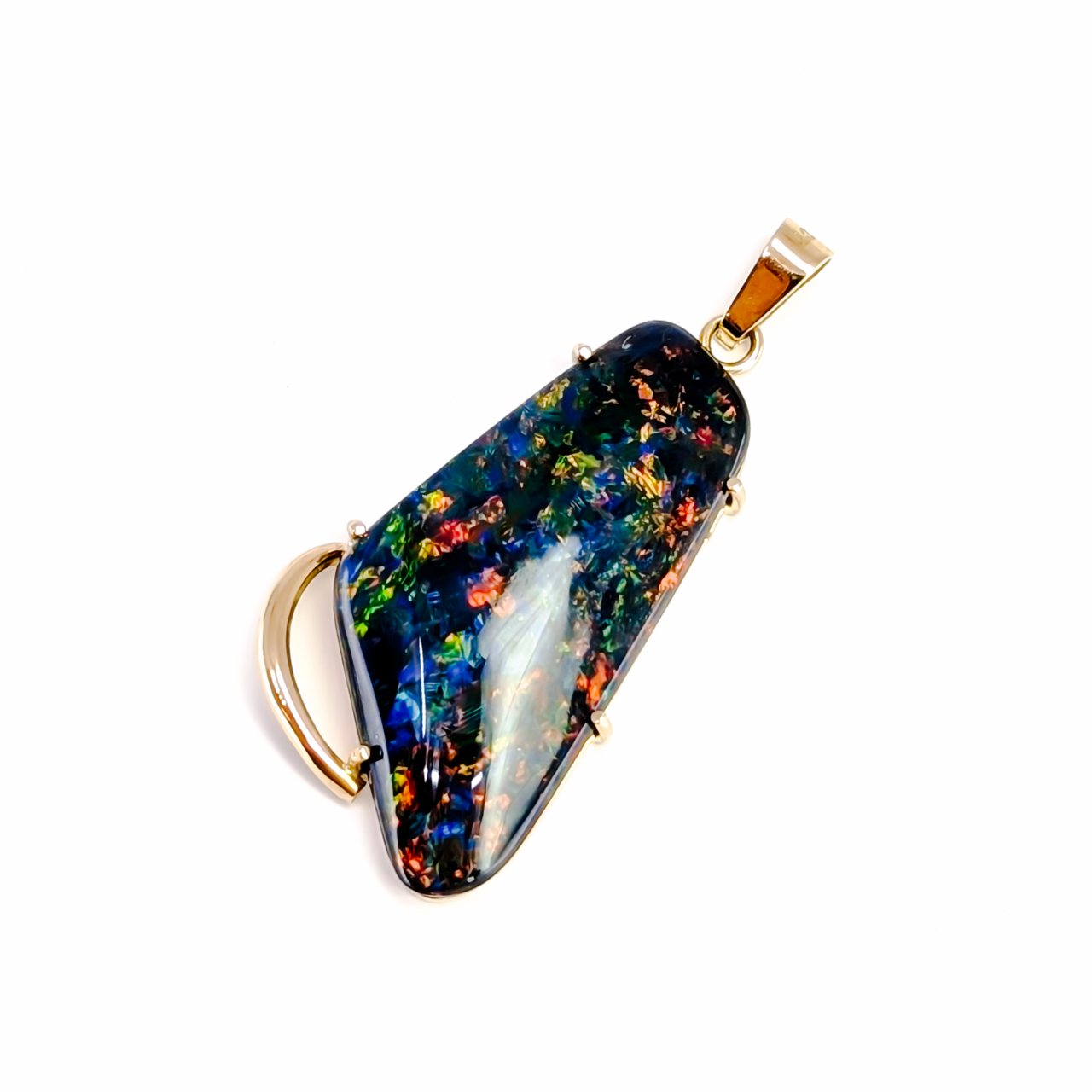 18ct Yellow Gold Opal Triplet Pendant - Asymmetric Design #68108 18ct Yellow Gold Opal Triplet Pendant - Asymmetric Design #68108 - Image 2