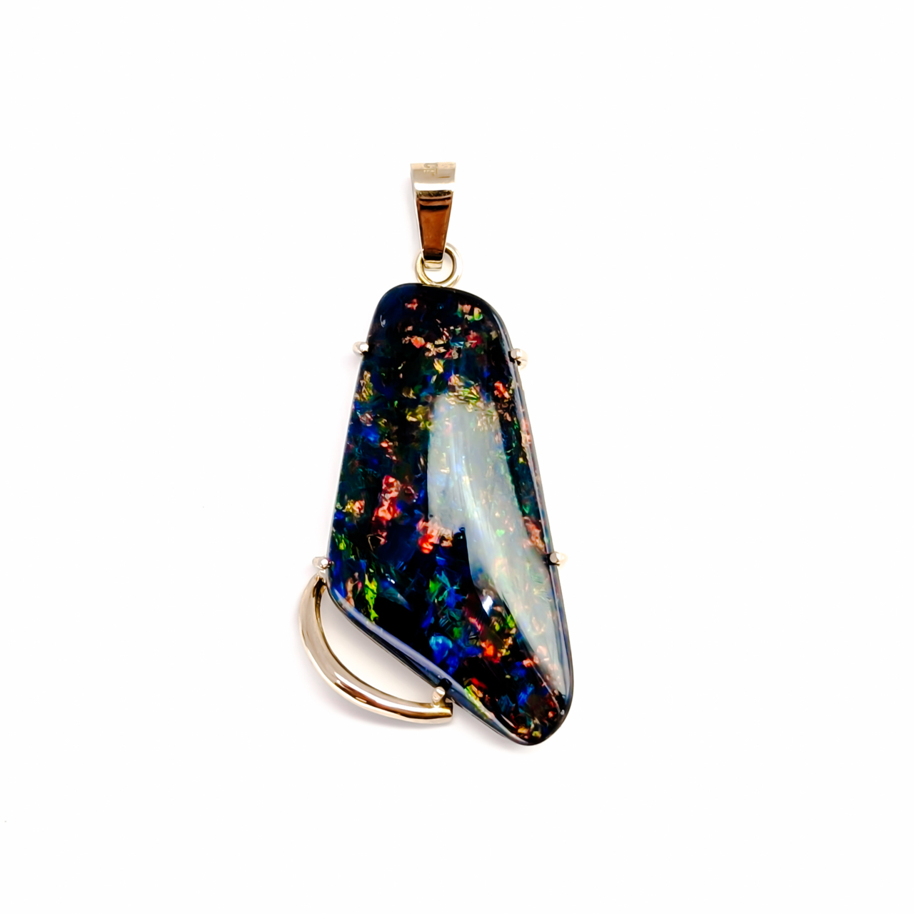18ct Yellow Gold Opal Triplet Pendant - Asymmetric Design #68108 18ct Yellow Gold Opal Triplet Pendant - Asymmetric Design #68108
