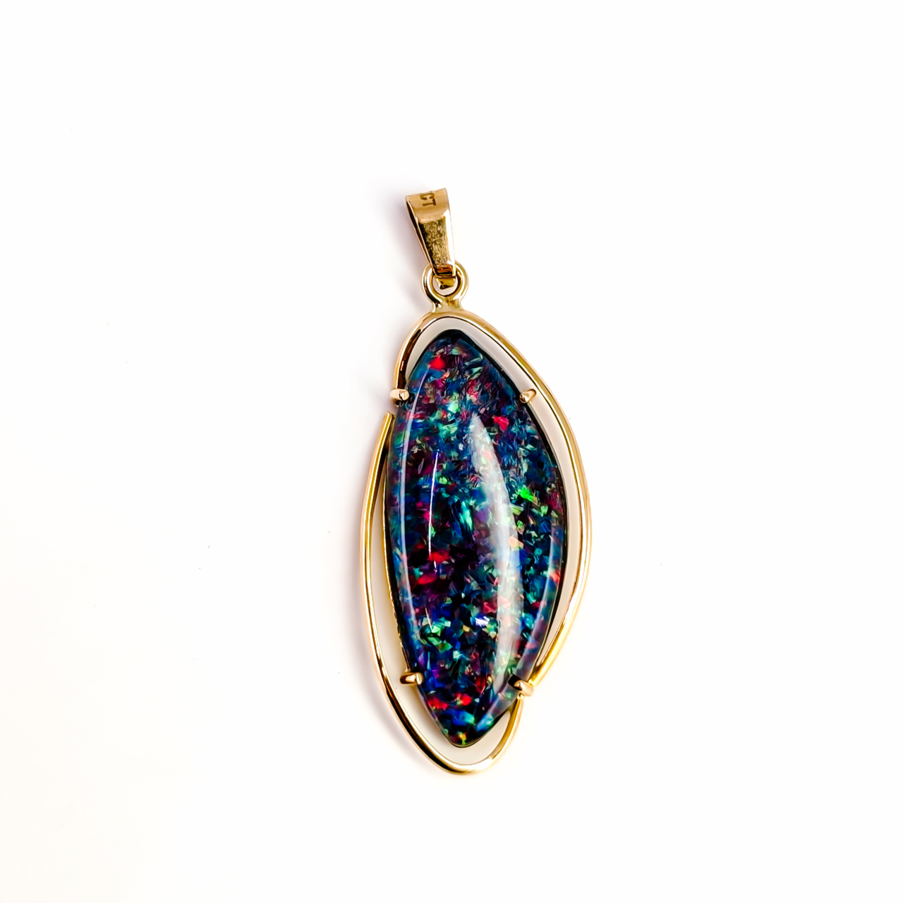 18ct Yellow Gold Blue Opal Triplet Pendant #68123 18ct Yellow Gold Blue Opal Triplet Pendant #68123 - Image 2