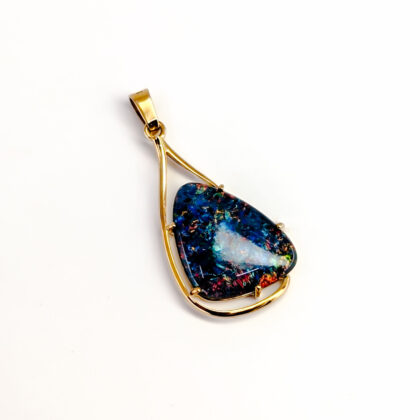 18ct Yellow Gold Opal Triplet Triangular Pendant #68127