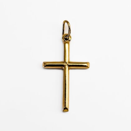 18ct Yellow Gold Plain Cross Pendant - 35mm #68546-1