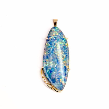 18ct Yellow Gold Reconstituted Opal Triplet Pendant - Colourful #68129