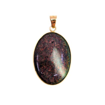 18ct Yellow Gold Treated Reconstituted Opal Pendant - Oval Cut #68124