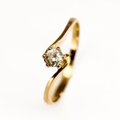 9ct Yellow Gold CZ Solitaire Ring – Size R #68357