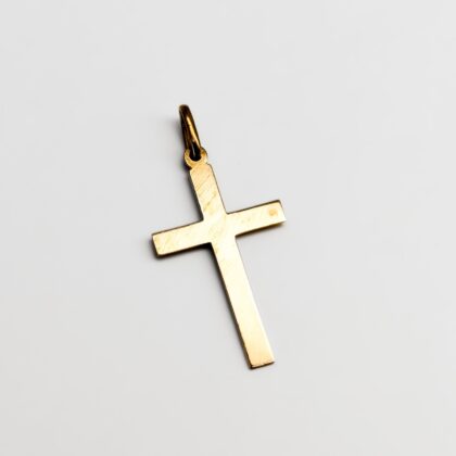 9ct Yellow Gold Cross Pendant - Brushed Finish #68353