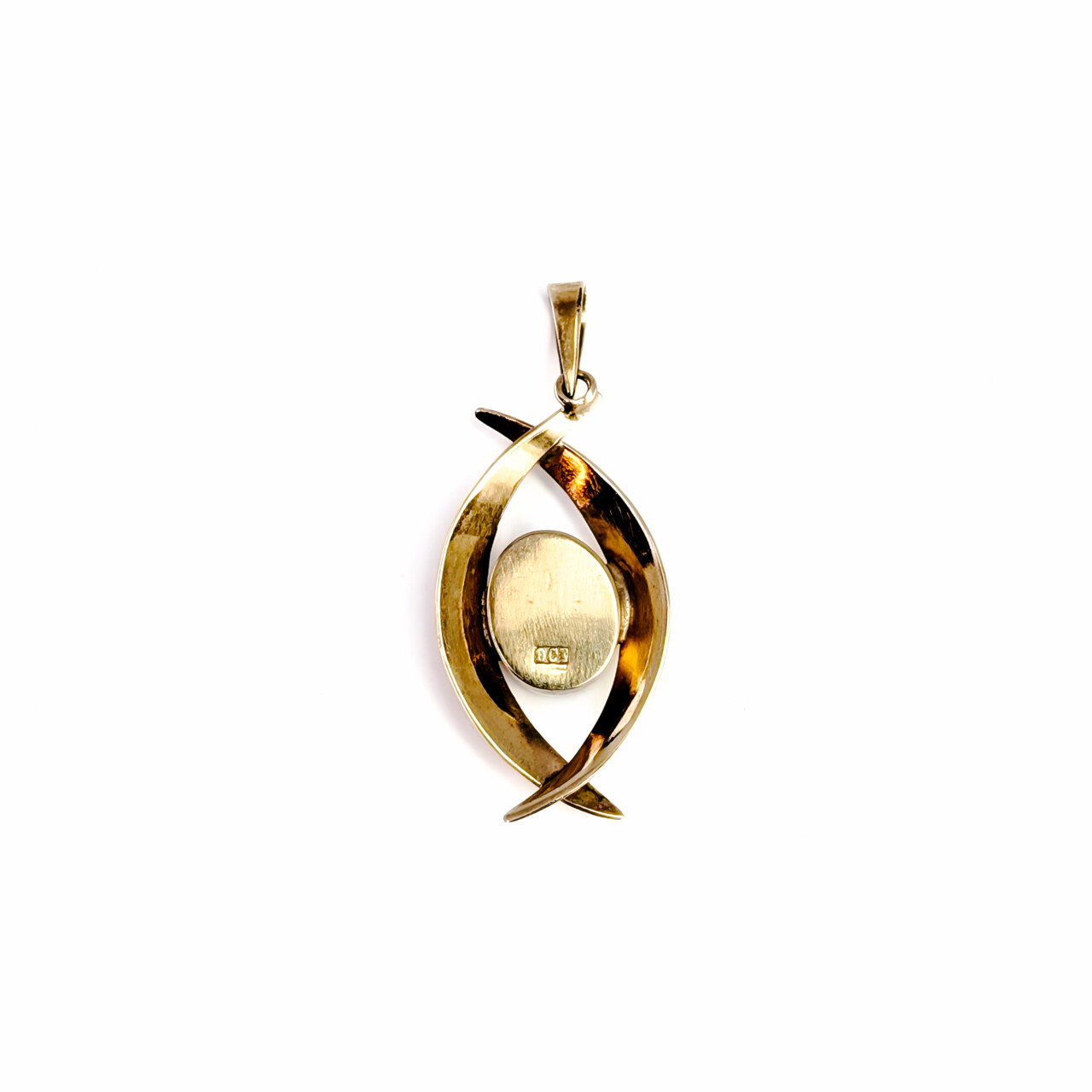 9ct Yellow Gold Blue Opal Pendant - Oval Cabochon - Sculptural Design #68089 9ct Yellow Gold Blue Opal Pendant - Oval Cabochon - Sculptural Design #68089 - Image 4