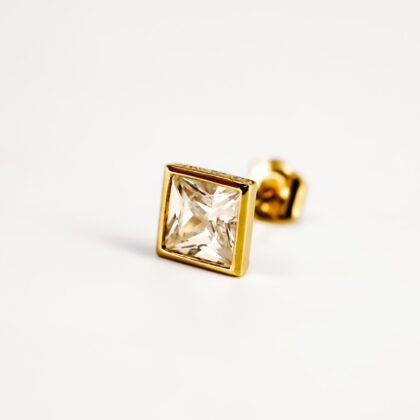 9ct Yellow Gold Square CZ Single Earring #68298