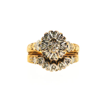 Monty's 9ct Yellow Gold & White Gold Diamond Cluster Ring Set | Size P½ #68221
