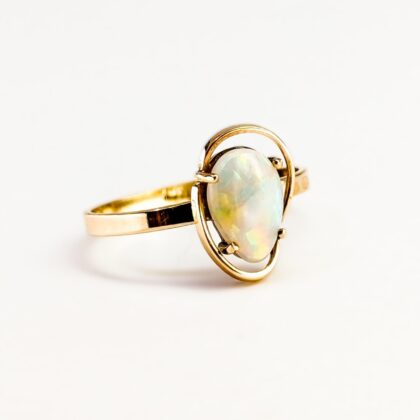 Australian Natural Opal Ring - 14ct Yellow Gold - Size L #68097