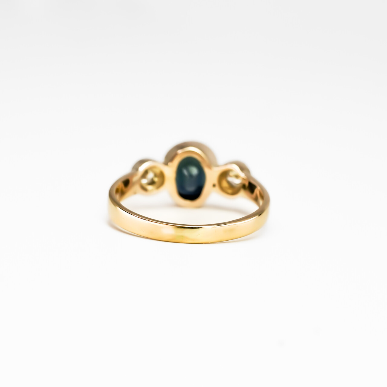 Australian Sapphire & Diamond Trilogy Ring – 14ct Yellow Gold - Val $4,670 – Size L #68626 Australian Sapphire & Diamond Trilogy Ring – 14ct Yellow Gold - Val $4,670 – Size L #68626 - Image 6