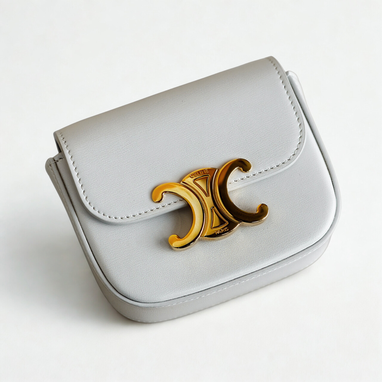 Celine Mini Claude Bag – White Calfskin With Gold Hardware 