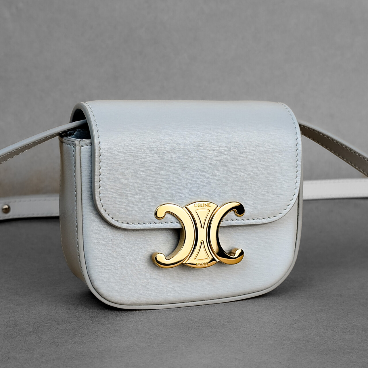Celine Mini Claude Bag – White Calfskin With Gold Hardware 