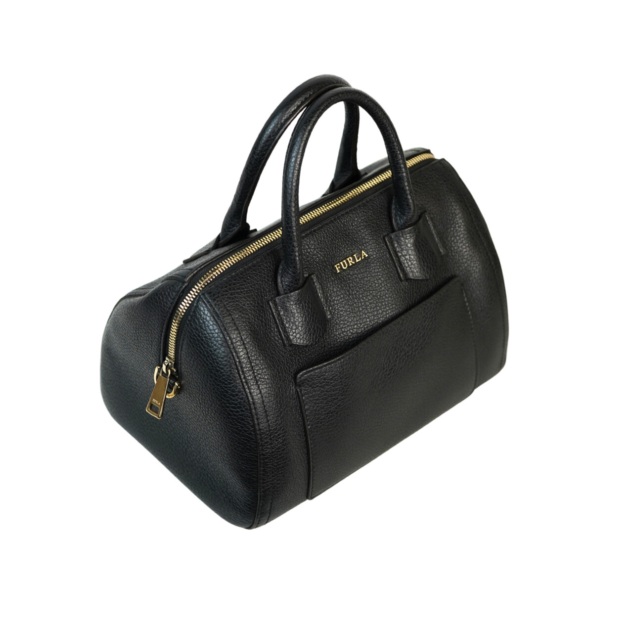 Furla Alba Satchel Bag – Black Pebbled Leather – Gold-Tone Hardware – with Dust Bag #68083 Furla Alba Satchel Bag – Black Pebbled Leather – Gold-Tone Hardware – with Dust Bag #68083 - Image 8