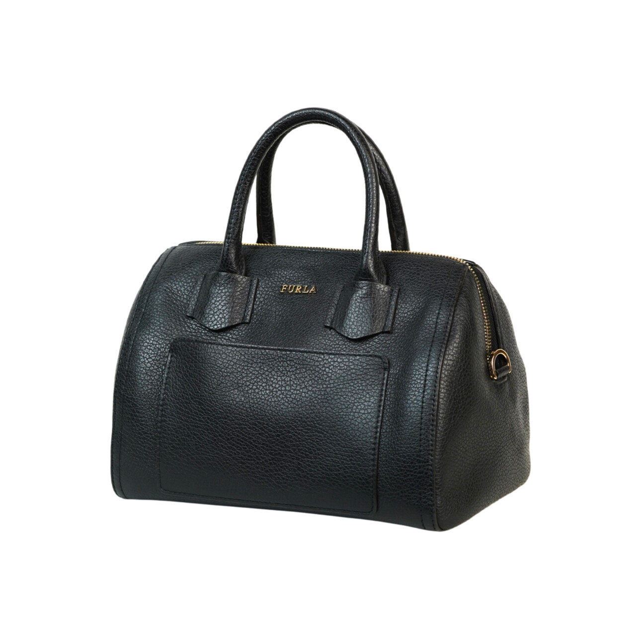 Furla Alba Satchel Bag – Black Pebbled Leather – Gold-Tone Hardware – with Dust Bag #68083 Furla Alba Satchel Bag – Black Pebbled Leather – Gold-Tone Hardware – with Dust Bag #68083 - Image 4