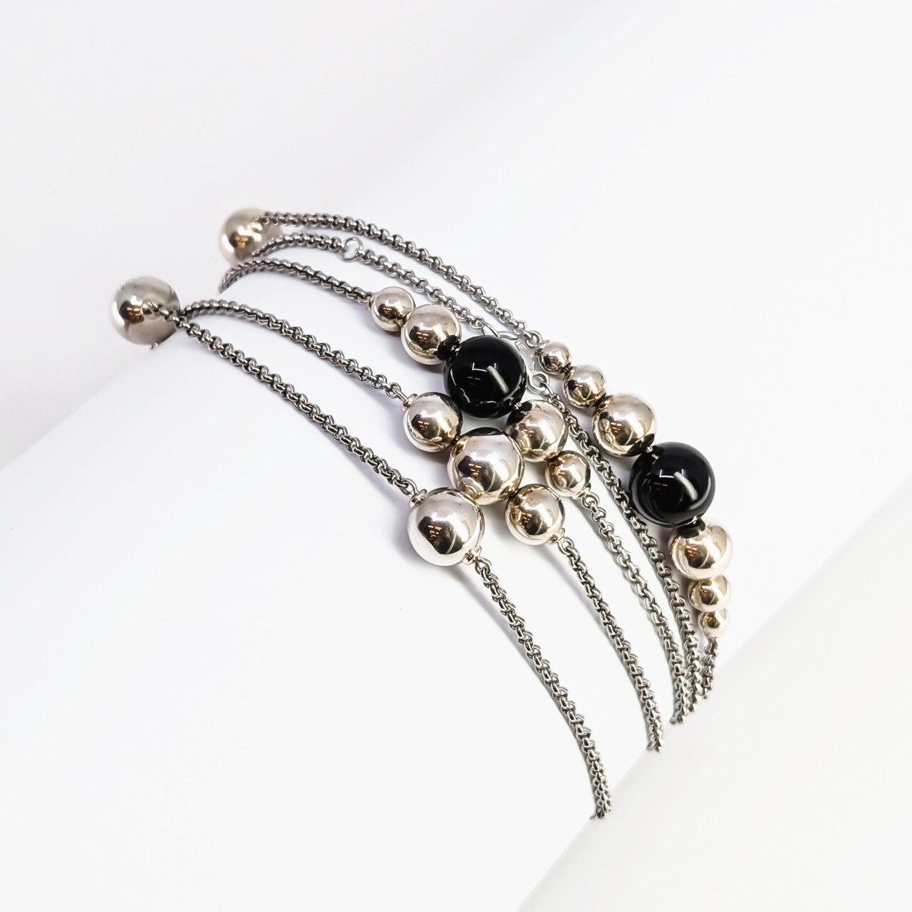 Georg Jensen Sterling Silver & Onyx Sphere Necklace 115cm - In Box #67577 Georg Jensen Sterling Silver & Onyx Sphere Necklace 115cm - In Box #67577 - Image 7