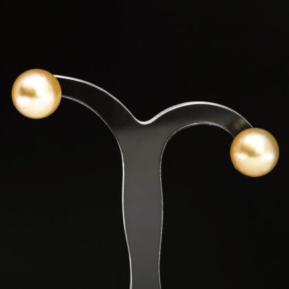 Golden South Sea Pearl Stud Earrings - 14ct Yellow Gold #67813