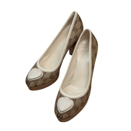 Gucci GG Original Heart Platform Heels – Size 37C – In Box #68445