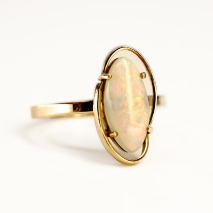 Natural Solid Australian Opal Ring - 14ct Yellow Gold - Size K #68094