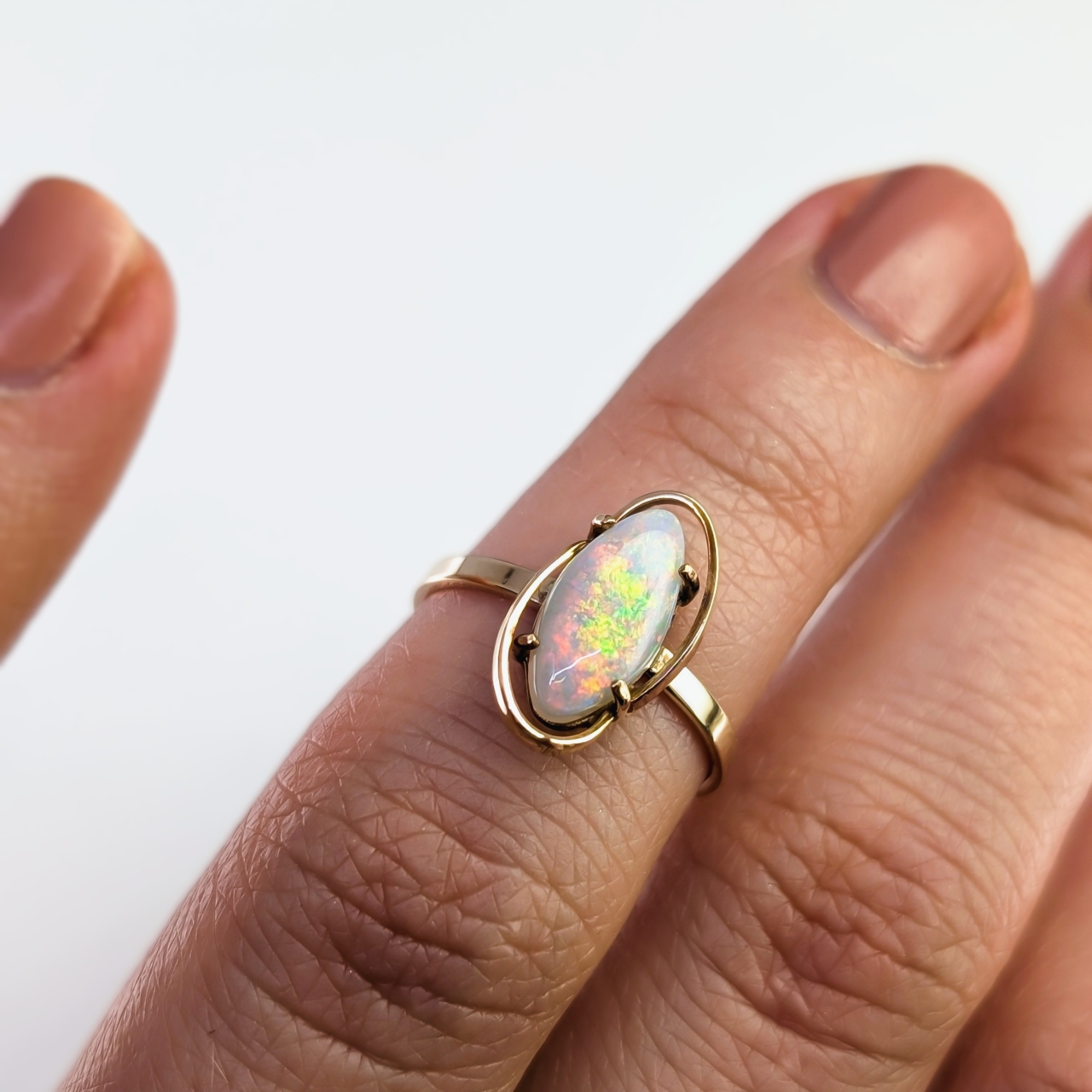 Natural Solid Australian Opal Ring - 14ct Yellow Gold - Size K #68094 Natural Solid Australian Opal Ring - 14ct Yellow Gold - Size K #68094 - Image 3