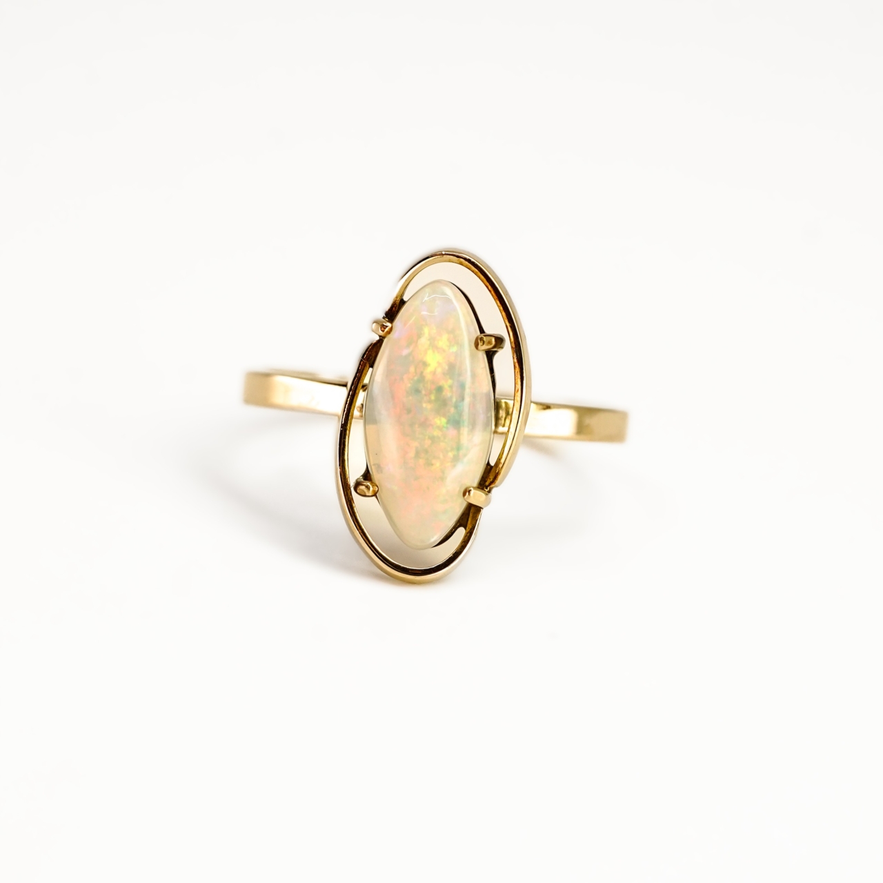 Natural Solid Australian Opal Ring - 14ct Yellow Gold - Size K #68094 Natural Solid Australian Opal Ring - 14ct Yellow Gold - Size K #68094 - Image 9