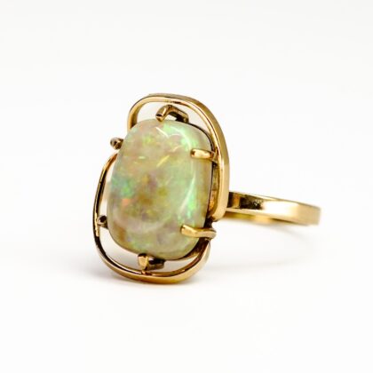 Natural Opal Ring - 14ct Yellow Gold Open Frame - Size M #68099