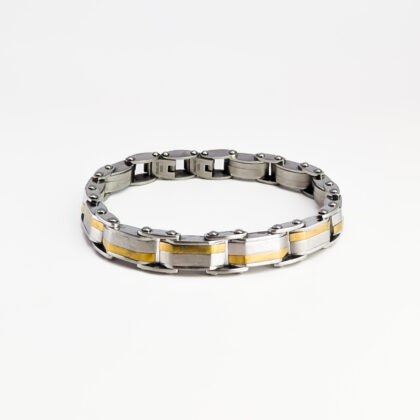 Chisel Stainless Steel Two-Tone Reversible Bracelet 21cm