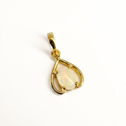 18ct Yellow Gold White Opal Teardrop Pendant #68119