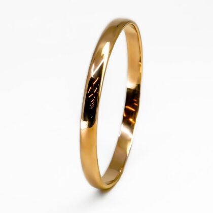 Solid 9ct Yellow Gold Half Round Bangle - 62mm - 32.9 Grams #68537