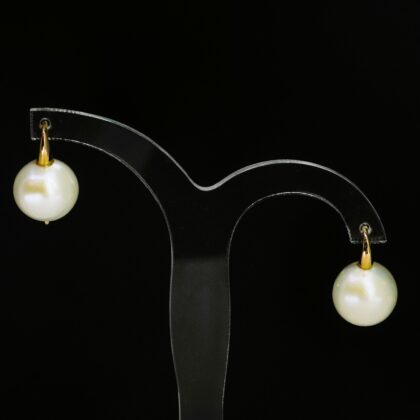 South Sea Pearl Drop Earrings – 18ct Yellow Gold - Val $2,365 #68628