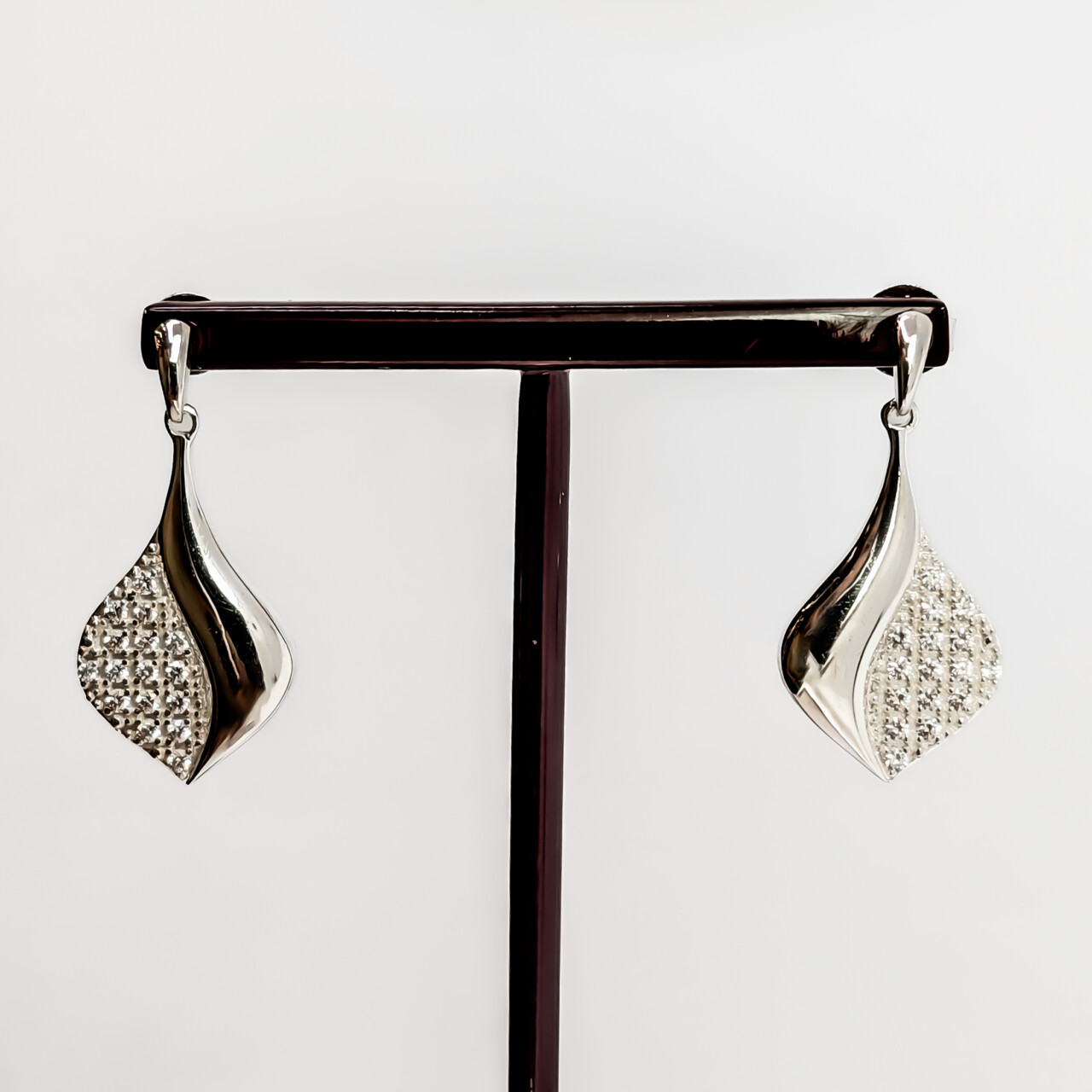 Sterling Silver Dangle Teardrop CZ Earrings #67676 Sterling Silver Dangle Teardrop CZ Earrings #67676