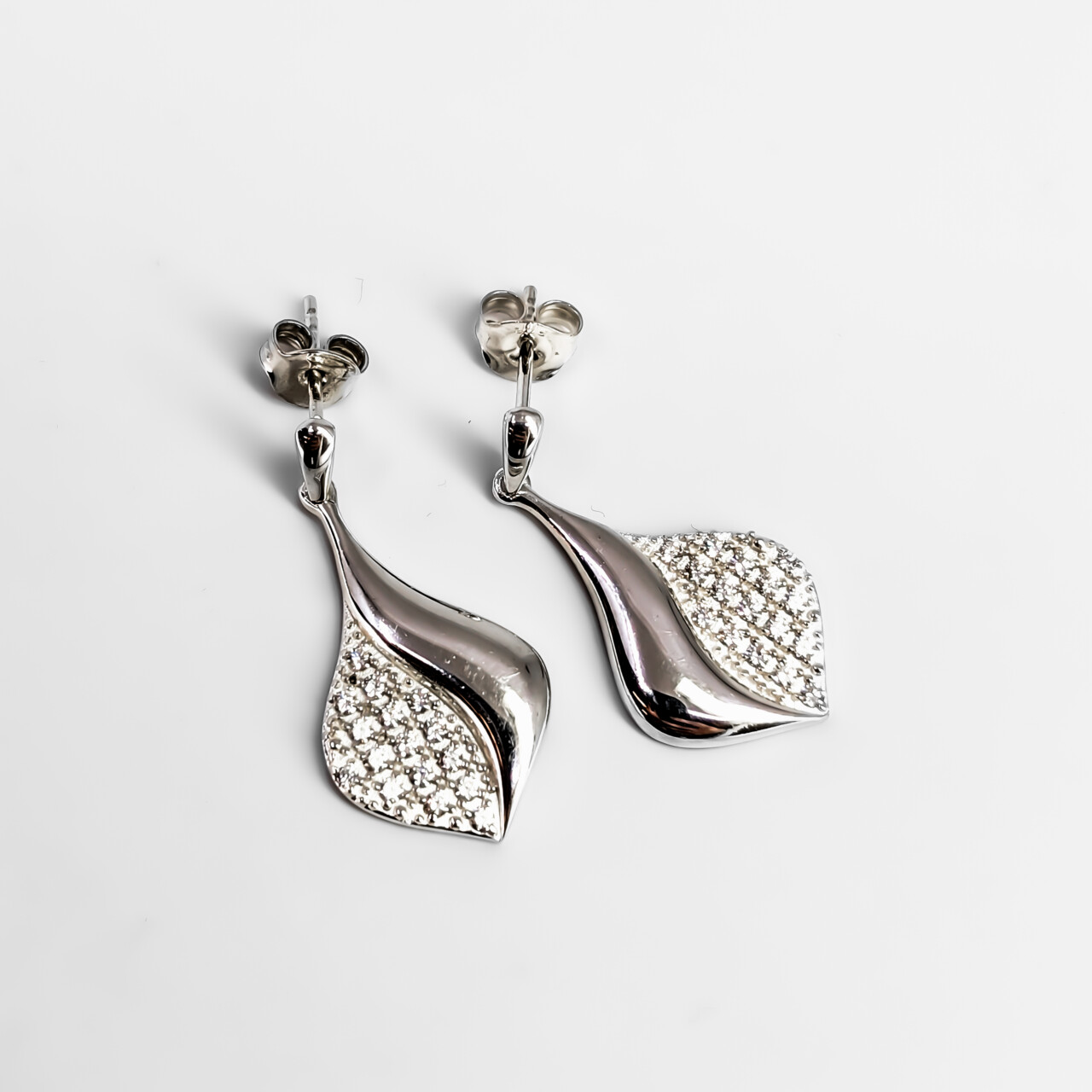 Sterling Silver Dangle Teardrop CZ Earrings #67676 Sterling Silver Dangle Teardrop CZ Earrings #67676 - Image 2