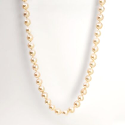 Akoya Pearl Necklace 47cm – Sterling Silver & Sapphire Clasp - Val $2,265 #68629