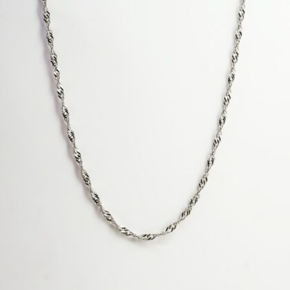 Sterling Silver Singapore Link Twist Necklace – 45 cm #67671