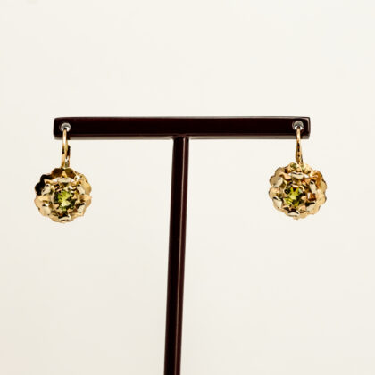 Vintage 18ct Sapphire Flower Earrings - Yellow Gold #67161