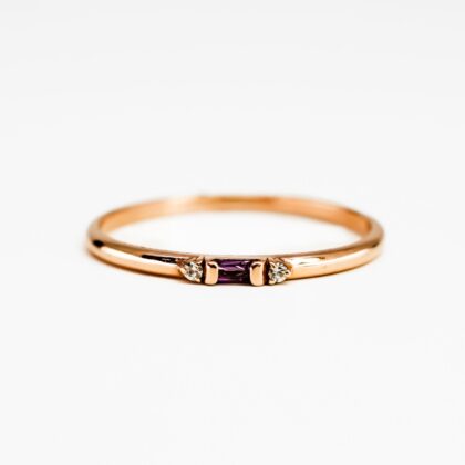 10ct Rose Gold Purple & White Stone Band - Ring Size P - Stackable #66477