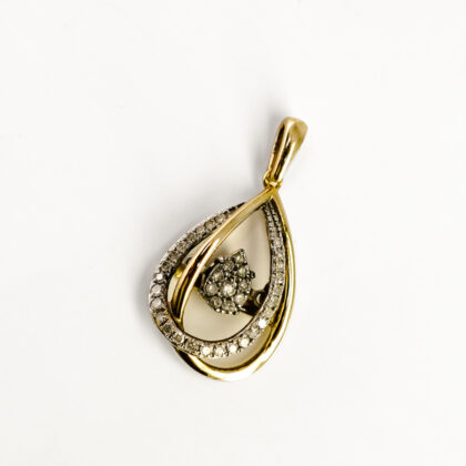 10ct Yellow Gold Pear-Shaped Diamond Cluster Pendant 0.16ct TDW #68822