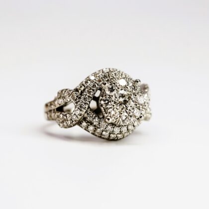 14ct White Gold 1.51ct Diamond Cluster Ring – Size K Val $7150 #68151