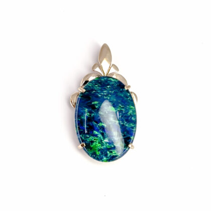 14ct Yellow Gold Blue and Green Triplet Opal Pendant #68001