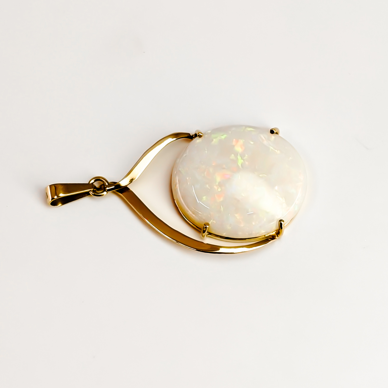 14ct Yellow Gold Solid White Opal Pendant #68009 14ct Yellow Gold Solid White Opal Pendant #68009 - Image 6