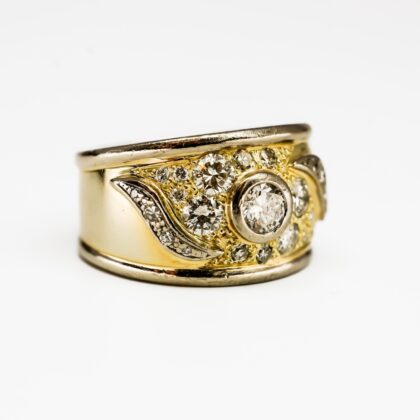 18ct Gold 1.17ct Handmade Wide Diamond Band - Ring Size R 1/2 Val $10650 #68208