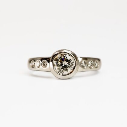 18ct White Gold Handmade Diamond Engagement Ring – 1.27ct – Val $12,450 #68795